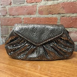 EUC Lauren Merkin Silver Metallic Clutch purse